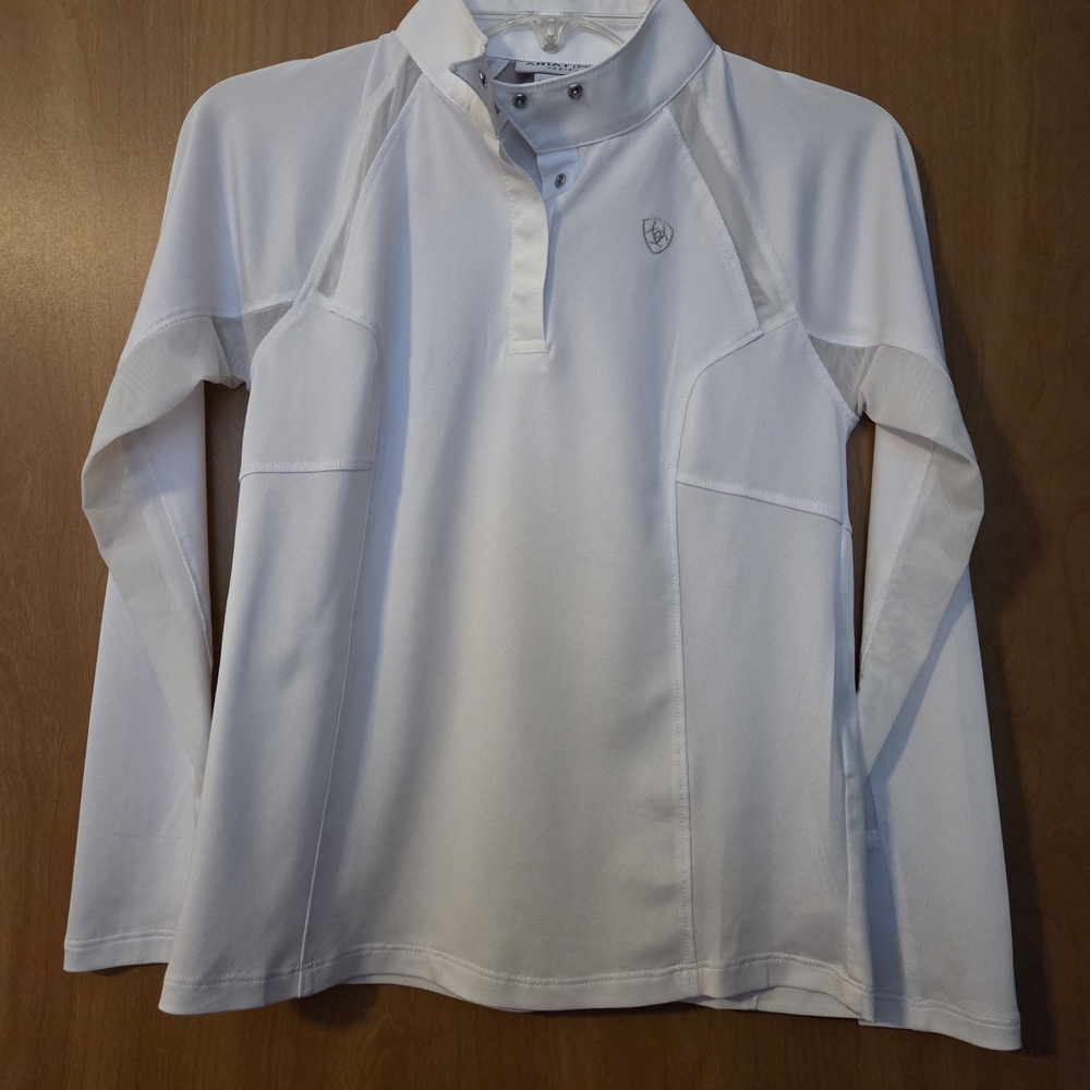 ARIAT PRO SERIES Youth Classic White Polo Long Sleeve Size Small/8